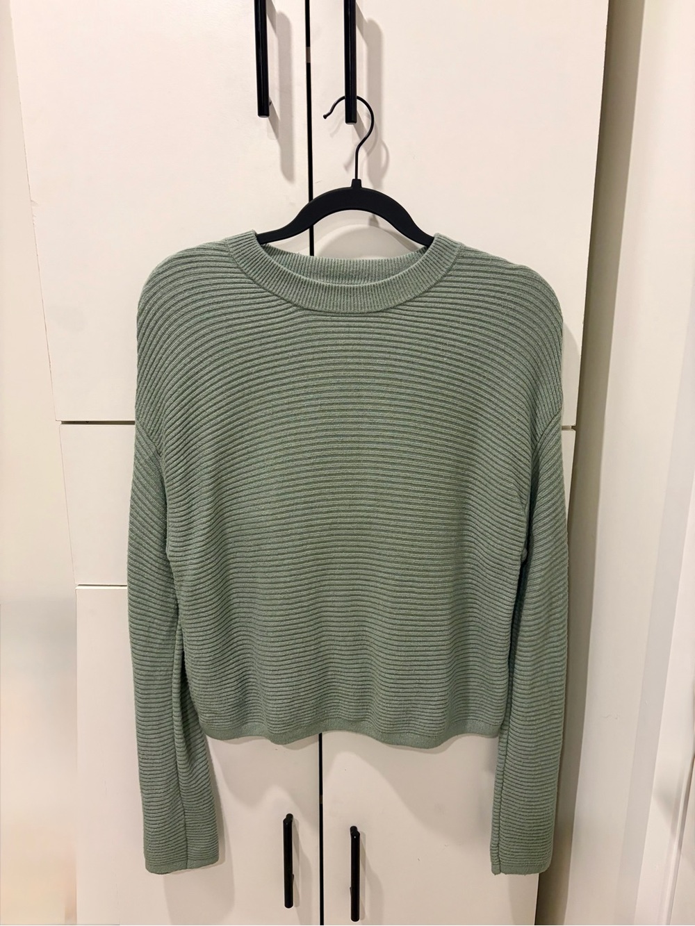 Dynamite Sage Green Ribbed Crewneck Sweater